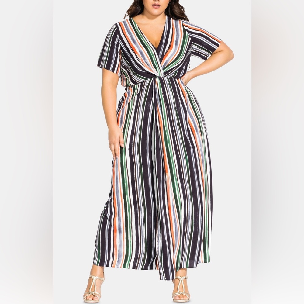 City Chic Maxi Jungle Strip dress